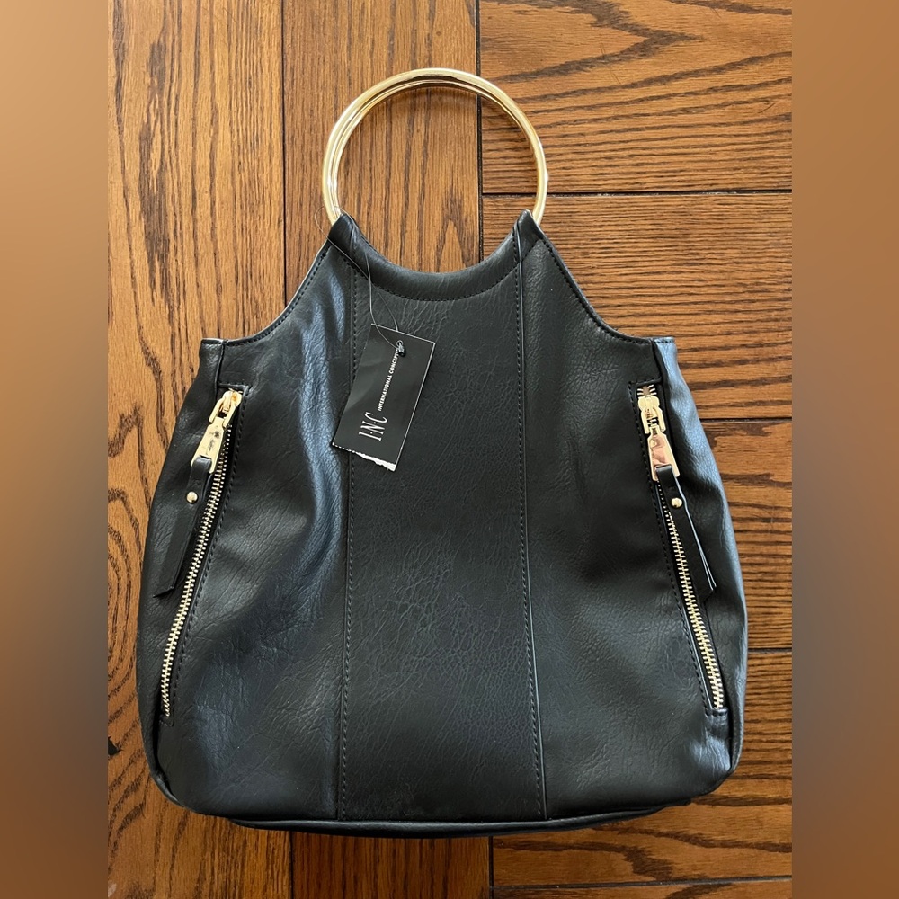Gold hoop handle bag